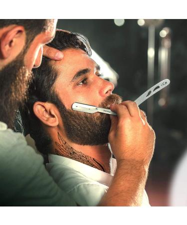 MARKHOR Cut Throat Razor Kit Stainless Steel Straight Razor - Professional Barber Razor Premium Quality Straight Edge Razor Moustache & Beard Shaving Razor Single Blade Razor Polish Stainless Steel - Buy Online on SooperMarket.com
