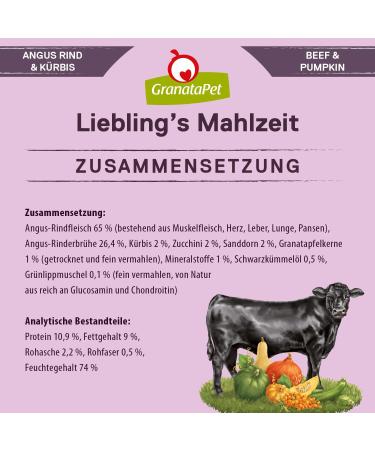 Granapet Liebling's Angus Beef & Pumpkin Wet Dog Food | Grain-Free No Sugar Additives | 6 x 400g Single Feed Pack - Buy Online on SooperMarket.com