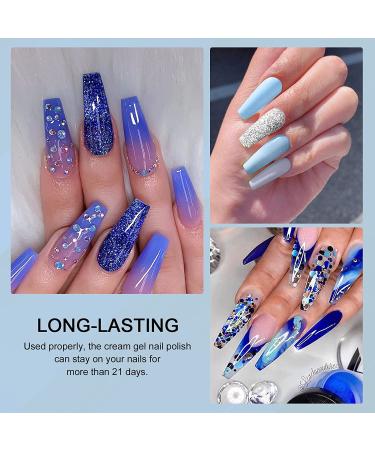 Saviland 4-in-1 Cream Gel Nail Polish Set | Pudding Purple Blue Palette | Starter Soak Off UV/LED Gel Paint | French Manicure | Women Girls Gift - Buy Online on SooperMarket.com