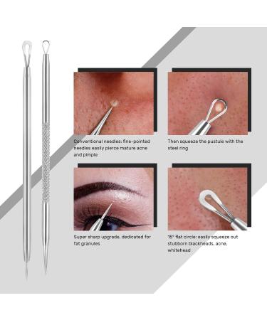 Blackhead Remover Tool JOLIFILE Upgraded 9 Pcs Pimple Popper Tool Kit Extractor Tools with Tweezers Removal Comedone Whitehead Set Large Size-Silver - Buy Online on SooperMarket.com