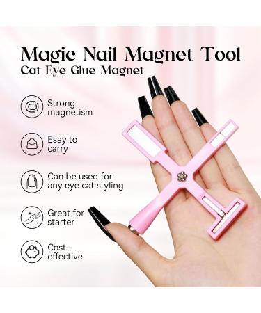 MIZHSE 5 in 1 Cat Eye Nail Magnet Tool | Multi-Function Magnetic Stick for 3D Nail Art | DIY & Salon Essential | Pink - Buy Online on SooperMarket.com