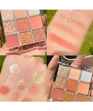 Lovelycat 9 Colors Glitter Eyeshadow Makeup Palette Matte High Pigmented Colorful Creamy Texture Eye Shadow Powder Natural Waterproof Long Lasting Eyeshadow Powder Cosmetics (orange) - Buy Online on SooperMarket.com