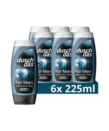 Duschdas 3-in-1 shower gel & shampoo for men shower bath with Fresh-Energy fragrance formula ensures a refreshing start in the day 6 x 225 ml 225 ml (6 Pack)