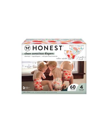 HONEST Company Club Box Print with TrueAbsorb Technology PlantDerived Materials Hypoallergenic Bunnies /Sliced Fruit Size 4  60 Count