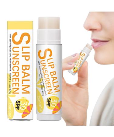 SPF Lip Balm - Bum Sun Lip Balm SPF30 Lip Sunblock with Sun Protection Travel Size Sunscreen for Lips that Protects Soothes and Moisturizes Tumotsit #1 Banana Flavor