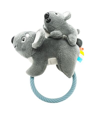 BIGSPINACH Rattle Pal with Teether Plush Character Gentle Rattle Sound & Soft Teether Parent-Child Koala Grey