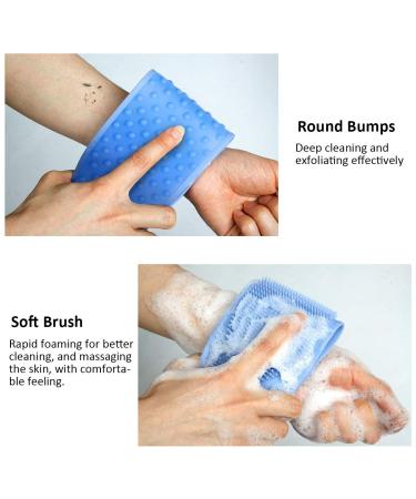 Silicone Bath Body Brush, Long Exfoliating Back Scrubber Massager, Sky Blue - Buy Online on SooperMarket.com