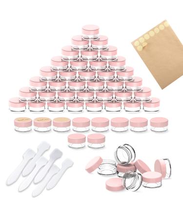 60 pieces of jaws pamiyo 5ml empty can of clear crucible cream can empty transparent crucible tap with screw cap trip potty pot set for lotion cream mini candles cosmetic (pink) 5ml pink