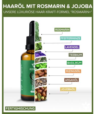Heldengr n Organic Rosemary+ Hair Oil | High-Dose Stimulates Hair Growth | Hair Loss Solution with Jojoba & Rosemary Oil | 50 ml (1 Pack) - Buy Online on SooperMarket.com