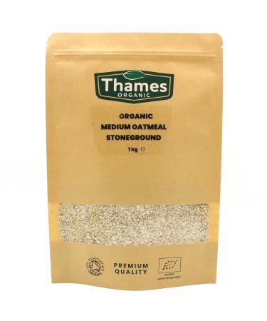 Organic Medium Oatmeal Stoneground - No Additives or Preservatives - High Fibre Vegan GMO-Free Certified Organic - Stone Ground for Maximum Flavor and Nutrients - Thames Organic 1kg