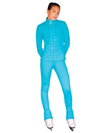 ChloeNoel PS735 Solid Over-The-Hill Skate Elite Pants with Front Pocket and Crystal Block Small Turquoise