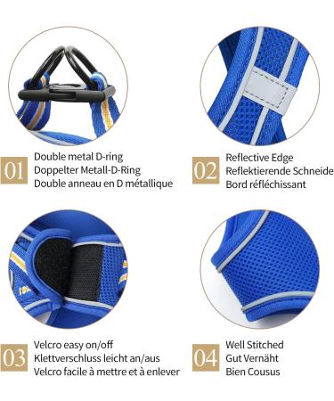 Buy Heele Soft Dog Dishes & Adjustable Harness Vest - Royal Blue XS | Safe Reflective & Perfect for Walking Running & Training - Buy Online on SooperMarket.com