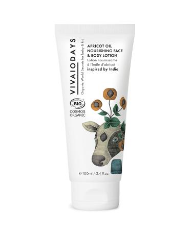 VIVAIODAYS Organic Apricot Oil Nourishing Face & Body Lotion for Baby & Everyone Else (3.4 fl oz | 100 m)