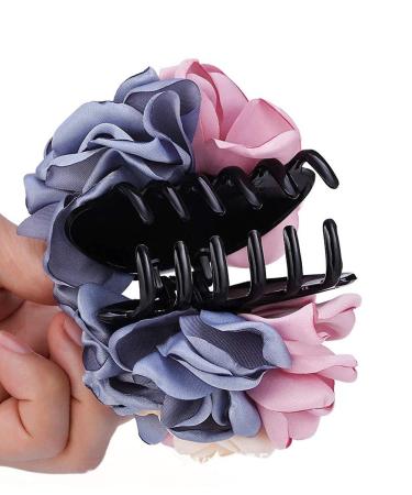 Sweet Rose Flower Hair Claws Set - 2PCS Pink & Pink Blue | Women's Hair Accessories - Buy Online on SooperMarket.com