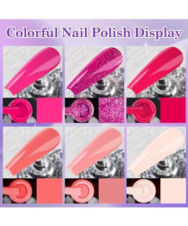 LKE Gel Nail Polish Kit with 72W UV Lamp - Barbie Pink Gel Polish Set with Top & Base Coat - Manicure DIY Gifts for Women - Buy Online on SooperMarket.com
