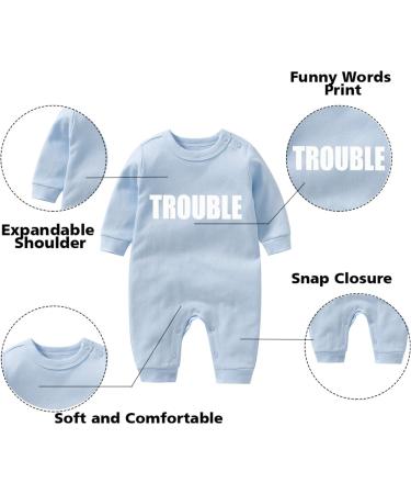 Culbutomind Baby Twins Bodysuits Double Trouble Romper Set with Hat - Blue (3-6 Months) - Buy Online on SooperMarket.com