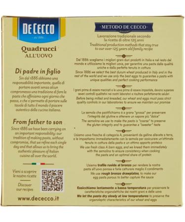 5X De Cecco Egg Squares 250 g (5 Packs of 250 g) 1.25 kg - Buy Online on SooperMarket.com