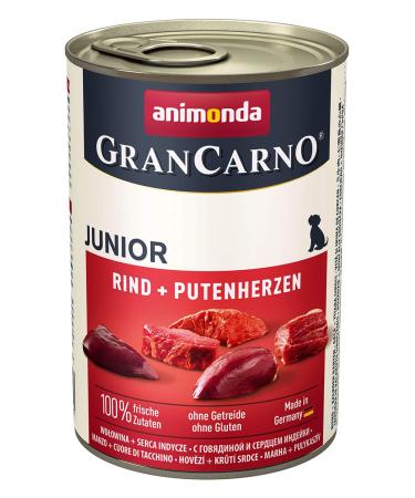 Animonda Grancarno Dog food junior wet feed for dogs in growth beef + turkey hearts 6 x 400 g single beef + turkey heart 1 piece (6 -pack)