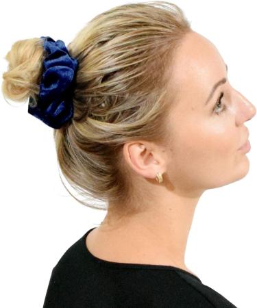 Premium Velvet Classic Hair Ties - 2pcs Plain Navy | Luxurious Hair Bands for Updo Ponytail Scrunchies - Buy Online on SooperMarket.com