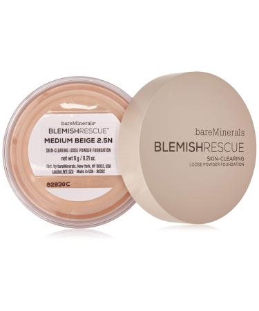 bareMinerals Escentuals Blemish Rescue Skin-clearing Loose Powder Foundation for Women  2.5n Medium Beige  0.21 Oz