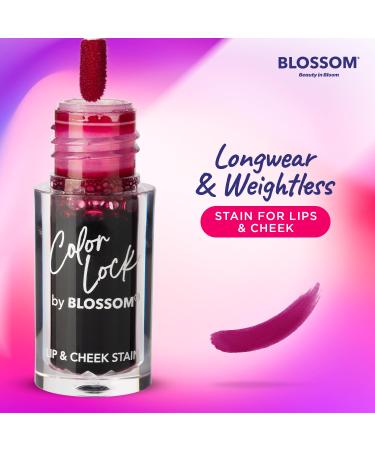 Blossom Color Lock Hydrating Lip Stain & Tint - Longlasting Smudgeproof Transfer Proof - Buildable for Lips & Cheeks - Made in USA - Wine Stained - 0.14 fl oz/4ml - Buy Online on SooperMarket.com