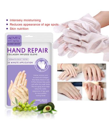 Moulis Lavender Hand Mask - 5 Pairs of Peeling Moisturizing Serum with Collagen & Vitamins for Anti-Aging & Skin Repair - Buy Online on SooperMarket.com