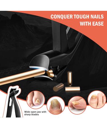 BEZOX Ergonomic Angled Head Precision Toenail Clipper for Senior Thick Nails - Large Finger Nail Clippers with Metal Nail File - Men and Women - Large Black - Buy Online on SooperMarket.com