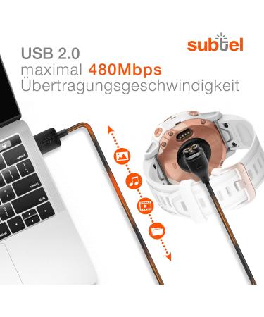 Buy Subtel 1m Replacement USB Cable for Garmin Fenix 7 6 6 Pro Vivoactive 4 & 3 | Colorful 10x Dust Protection Caps | USB A 2.0 Charging Data Cable - International Shipping Available - Buy Online on SooperMarket.com