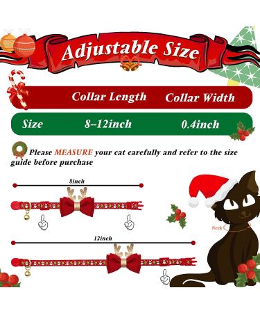 Azuza 2 Pack Cat Collar Breakaway with Bell and Removable Bowtie - Adjustable from 8-12 inches - Christmas Gift Set - Buy Online on SooperMarket.com