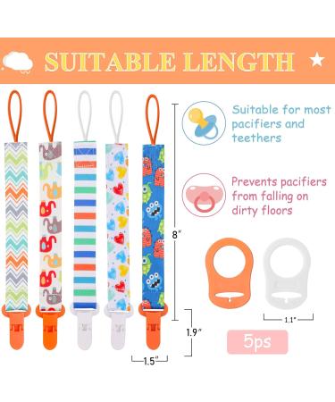 10 Pcs Boys Dummy Clips with Silicone Adapter | Baby Pacifier Holder Straps for Teething Toys - Orange - Buy Online on SooperMarket.com