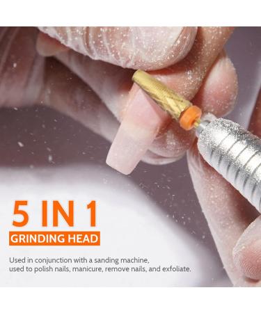 Nail Drill Bits 5 in 1 Multifunctional Replacement Nail File Bits Acrylic Nail Tools for Manicuring Polishing Pedicuring Removing - Buy Online on SooperMarket.com