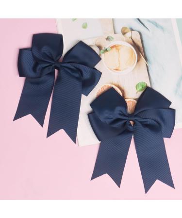 2 Pack 6 inch Bow Hair Clips Large Hair Bow Hair Barrette Clips for Women Girls Dark Blue Hair Bows - Buy Online on SooperMarket.com