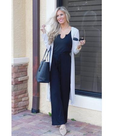 PRETTYGARDEN Women's Summer Casual Two Piece Outfit | Tank Top & Ribbed Knit Long Pants Set | Black Medium Tracksuit - Buy Online on SooperMarket.com