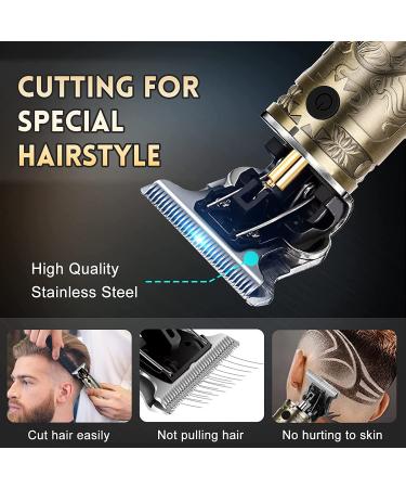 Professional T-Blade Cordless Hair Trimmer for Men - Zero Gap Electric Beard & Hair Clippers Kit with LCD Display - Rechargeable & Gold - Perfect Gifts for Men - Buy Online on SooperMarket.com