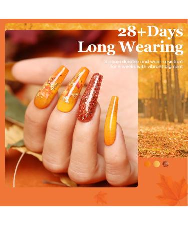 Modelones 20 Colors Gel Nail Polish Kit - Fall Pink Brown Nude Orange with Glitter | Glossy & Matte Top Base Coat for DIY Nail Art Gifts - Buy Online on SooperMarket.com