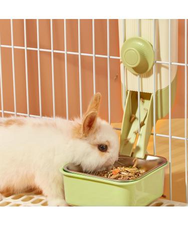 2-in-1 Pet Hanging Bowl for Crates - Small Dog/Puppy/Cat/Rabbit Feeder - Removable Stainless Steel - Green - Ideal for Hamster/Guinea Pig/Ferret - Buy Online on SooperMarket.com