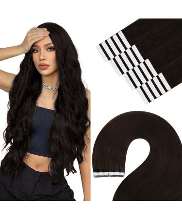 Youngsee tape in extensions dark brown 60 cm tape extensions real hair brown real hair extensions tape brown invisible taple extensions brown tape in hair extensions long hair 50g 20pcs #2 60 cm 2- #2