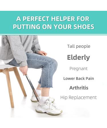 Long Handle Metal Shoe Horn - 31.5 for Seniors, Pregnant Women, and Back Pain Relief - Buy Online on SooperMarket.com