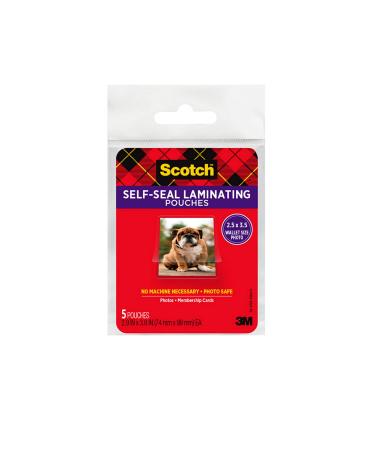 Scotch(R) Self-Sealing Laminating Pouches , Gloss Finish, 2 1/2 Inches x 3 1/2 Inches (PL903G) Single Pack