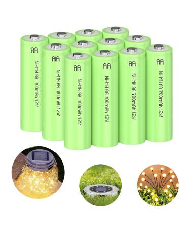 1.2V 700mAh NiMH Rechargeable AA Batteries for Outdoor Solar Lights Garden String Lights Pathway Lights 12 Packs
