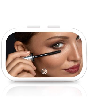 Fancii LED Car Visor Makeup Mirror with 3 Color Settings, Dimmable Touch Light, Adjustable Clip On Vanity Mirror for All Cars, Built-in Kickstand for Table Use (Juni)