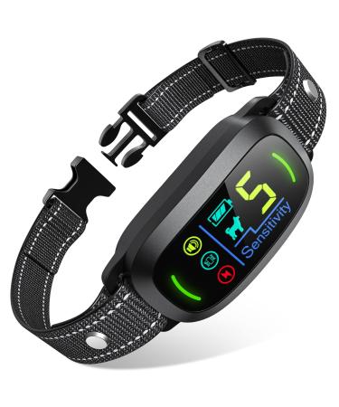 FAFAFROG Bark Collar, Rechargeable Dog Bark Collar with 5 Adjustable Sensitivity and Intensity Beep Vibration Shock, Anti Barking Collar for Small Medium Large Dogs Black