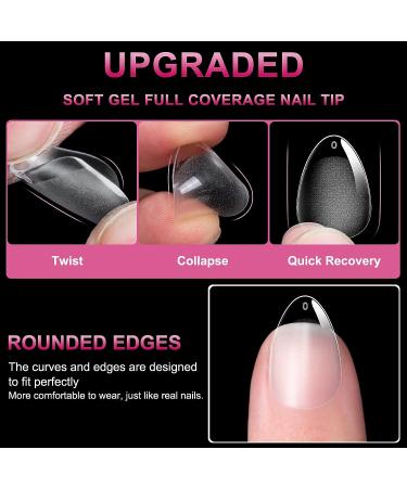 240pcs AOREAM Extra Short Almond Nail Tips Soft Gel Matte Nails - Full Cover Press On Tips for Nails Salon & DIY Short Square-Almond Nails - Buy Online on SooperMarket.com
