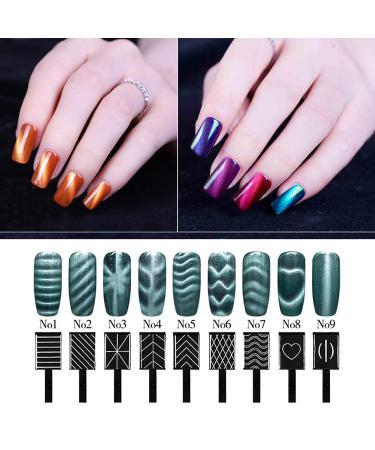 9 Piece 3D Cat Eye Nail Art Set | Magnetic LED Polish & UV Gel Tools for Stunning Manicures - Buy Online on SooperMarket.com