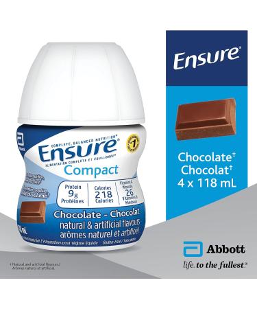 Ensure Compact Complete Balanced Nutrition In Half The Size Chocolate 4x118mL 9g Protein Drink Chocolate 118 ml (Pack of 4) - Buy Online on SooperMarket.com