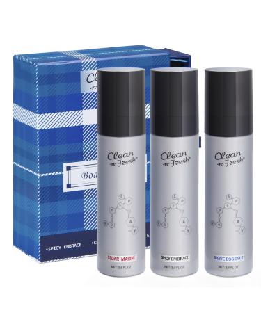 Clean-n-Fresh Fragrance Mist Body Spray for Men Each 3.4 Fl Oz/100 ML