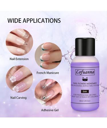 lofuanna Acrylic Nail Art Kit - Clear Powder, Liquid Monomer, Nail Extension Tools Set - Buy Online on SooperMarket.com