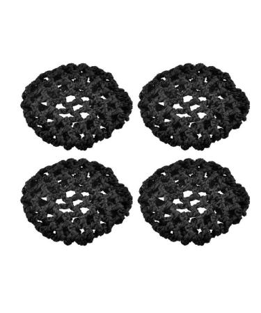Romote Women Nylon Hair Bun Cover Snoods Hair Net for Ballet Dance Skating (4 Pack) Black