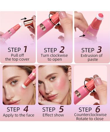 3pcs Liquid Blush Makeup Wand - Cream Blush with Cushion Applicator for Cheeks - Weightless Blendable Stick for Natural-looking Dewy Glow - Buy Online on SooperMarket.com