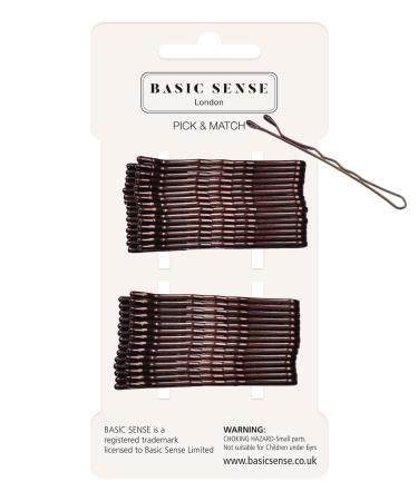 BasicSense 30PCS Metal Bobby Kirby Hair Pins Dark Brown